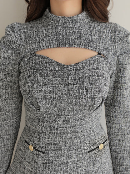 Knit tweed ensemble mini onepiece(eme10792)
