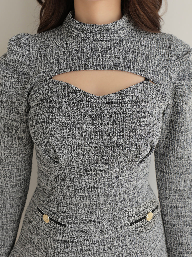 Knit tweed ensemble mini onepiece(eme10792)