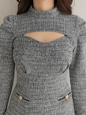 Knit tweed ensemble mini onepiece(eme10792)