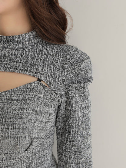 Knit tweed ensemble mini onepiece(eme10792)