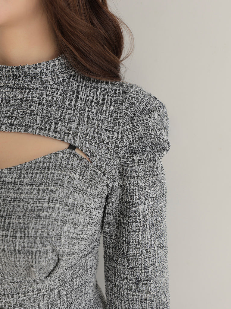 Knit tweed ensemble mini onepiece(eme10792)