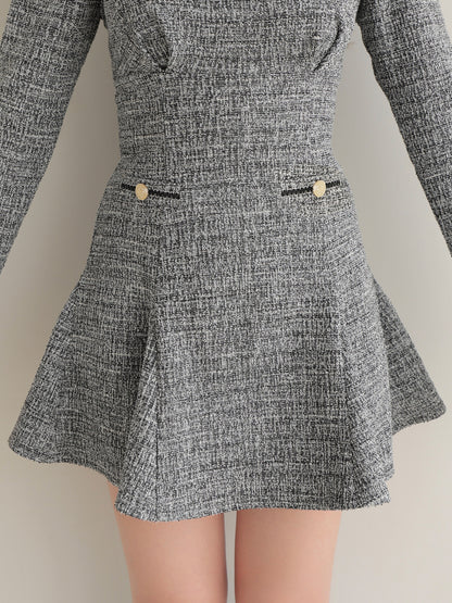 Knit tweed ensemble mini onepiece(eme10792)
