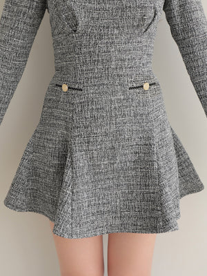 Knit tweed ensemble mini onepiece(eme10792)
