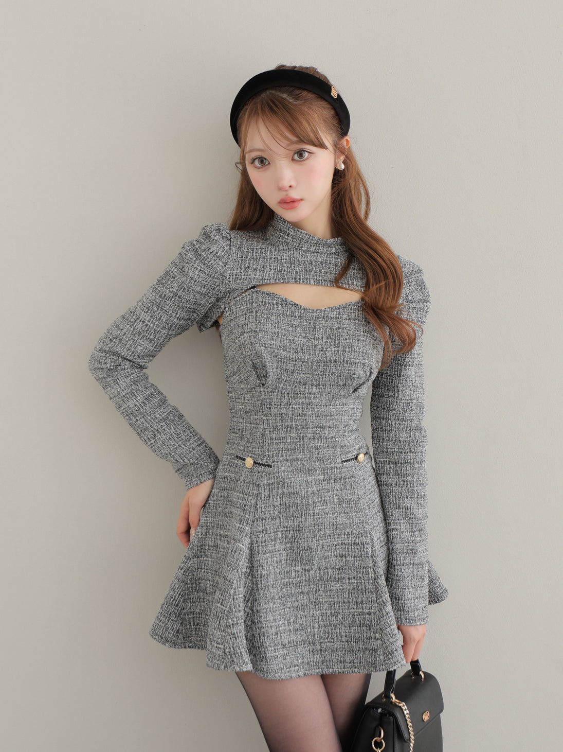 Knit tweed ensemble mini onepiece(eme10792)