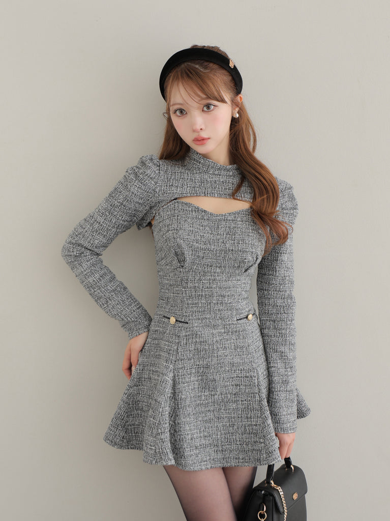 Knit tweed ensemble mini onepiece(eme10792)