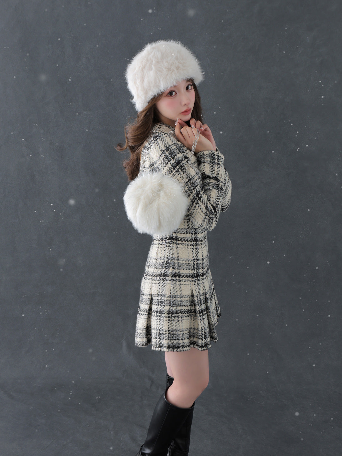 【SALE】Fake layered roving check mini onepiece(eme10794)