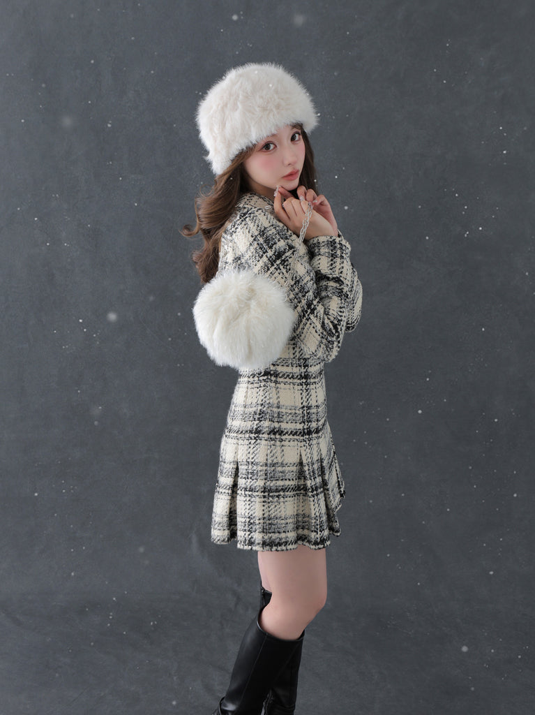 【SALE】Fake layered roving check mini onepiece(eme10794)