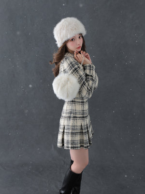【SALE】Fake layered roving check mini onepiece(eme10794)