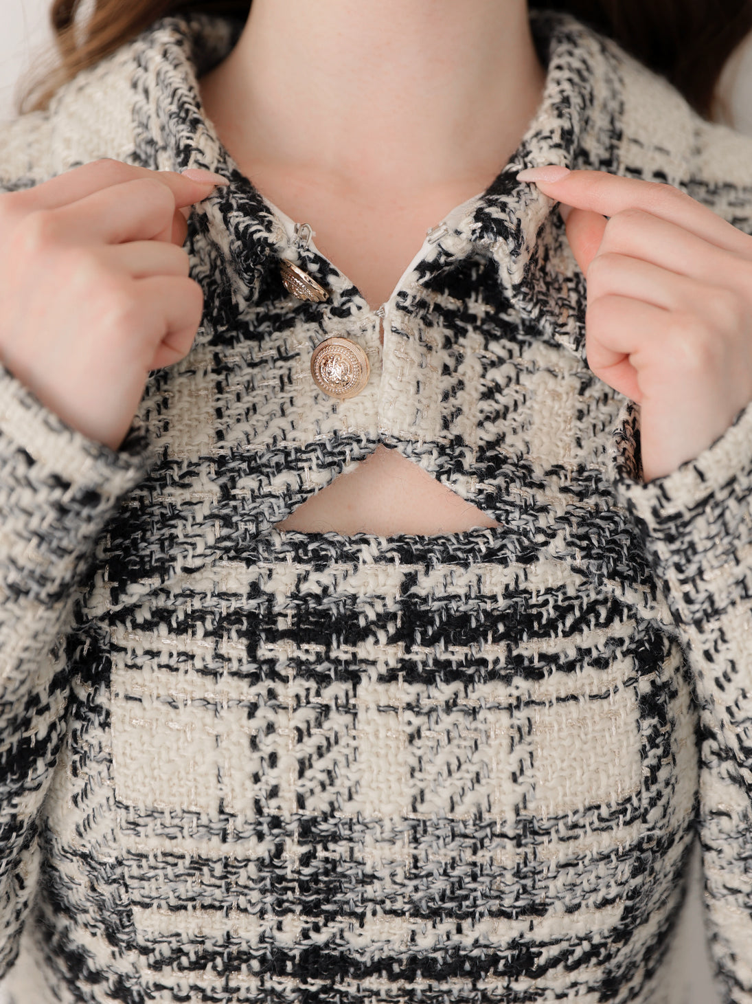 【SALE】Fake layered roving check mini onepiece(eme10794)