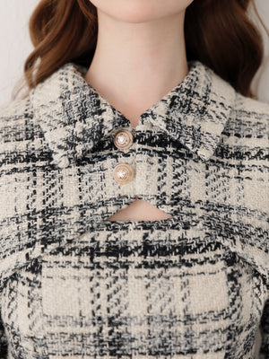 【SALE】Fake layered roving check mini onepiece(eme10794)