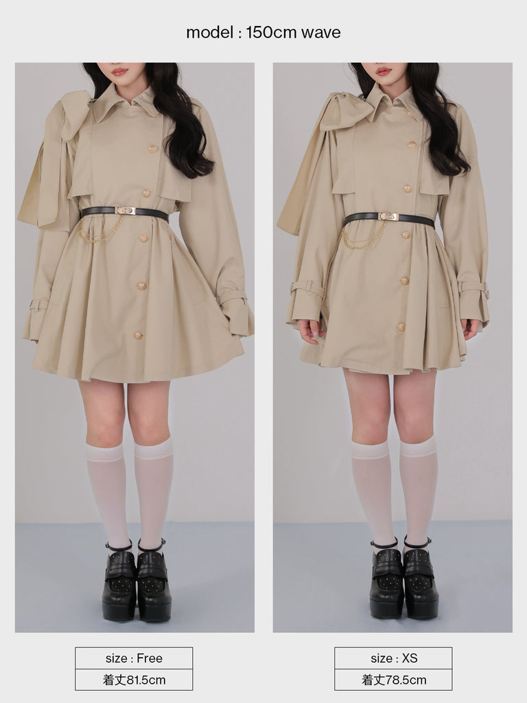 【Pre Order】Classic ribbon mini trench coat(eme10796)