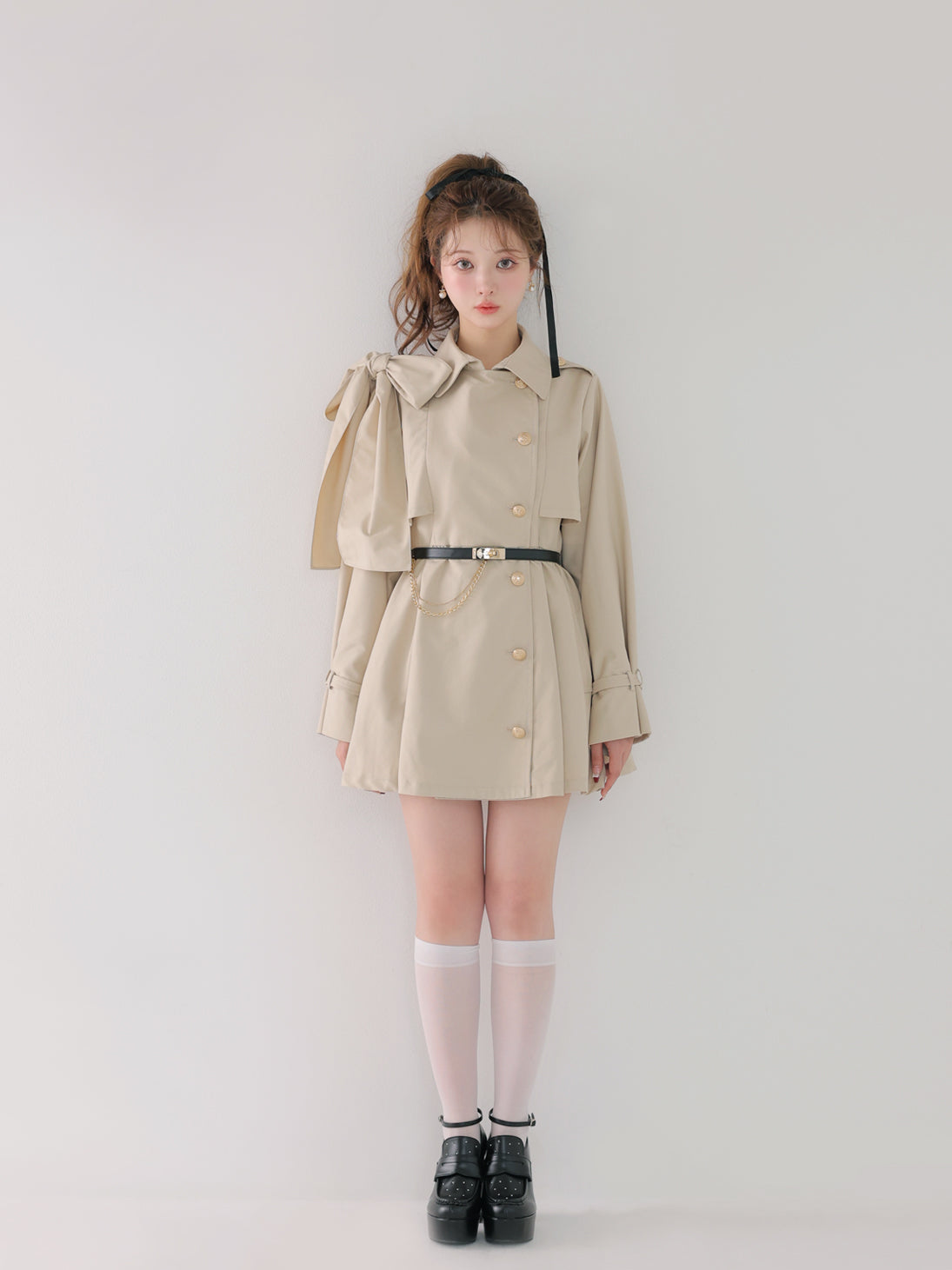 model：160cm　(size：F　color：Beige)