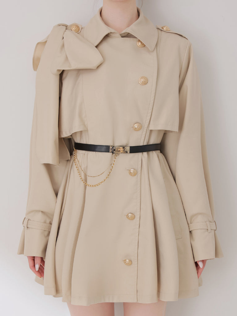 【Pre Order】Classic ribbon mini trench coat(eme10796)