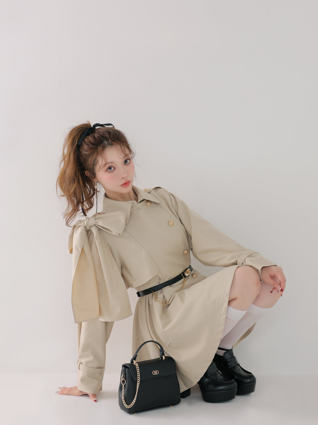エムミーエメ エムエメ ♡ クラシックリボントレンチコート フリーサイズ Classic ribbon mini trench coat(eme10796) – M me eme