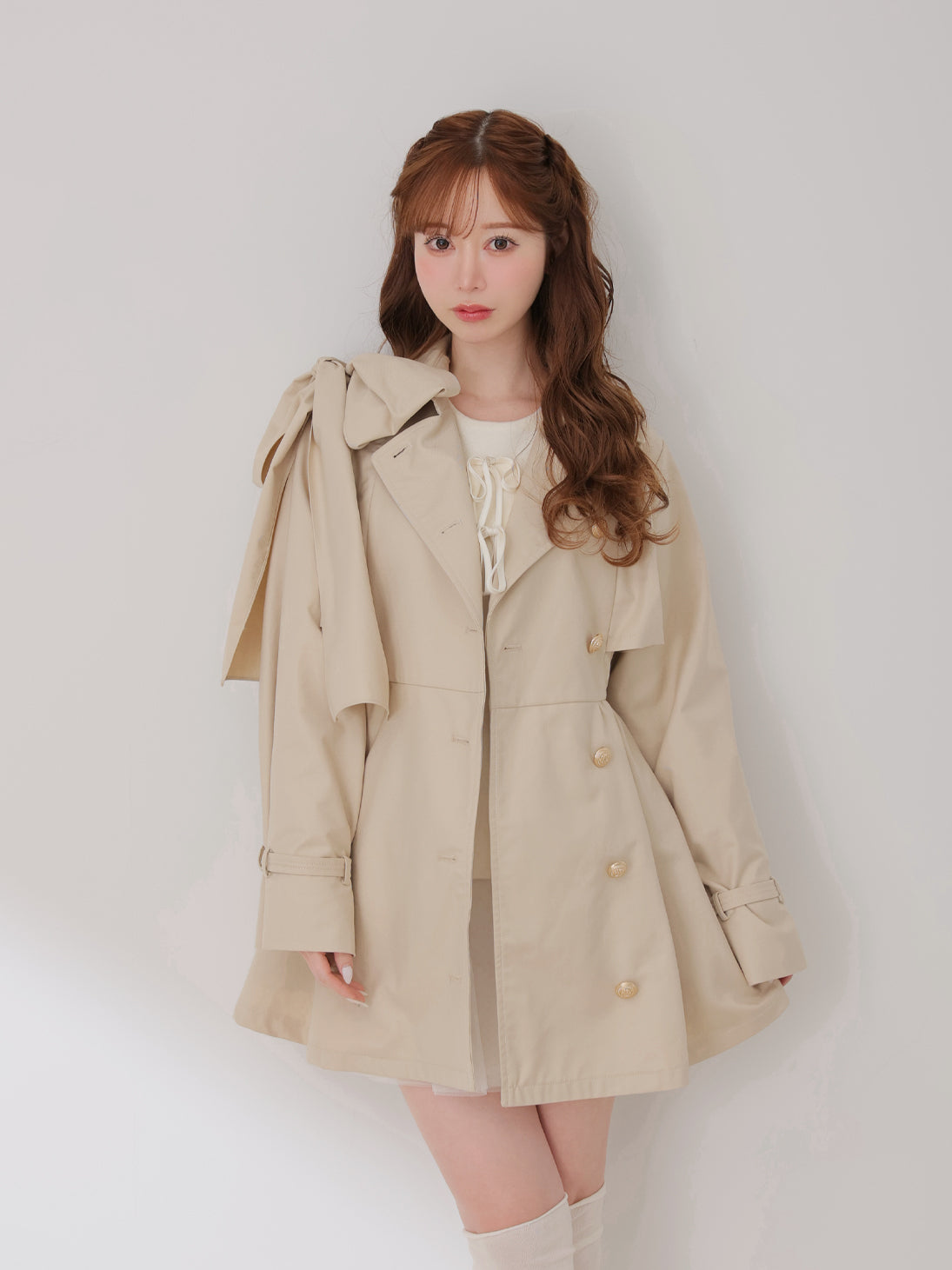 エムミーエメ エムエメ クラシックリボントレンチコート フリーサイズ Classic ribbon mini trench coat(eme10796) – M me eme