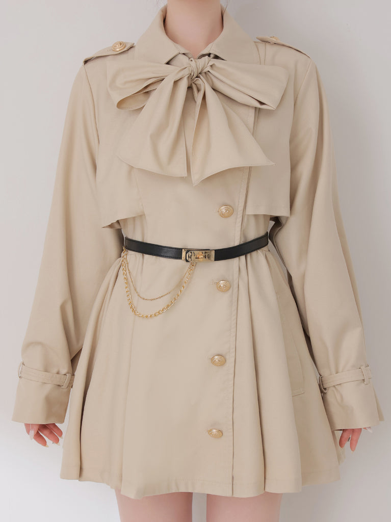 【Pre Order】Classic ribbon mini trench coat(eme10796)