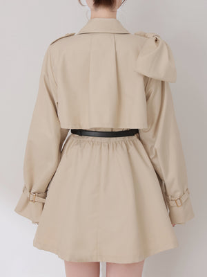 【Pre Order】Classic ribbon mini trench coat(eme10796)