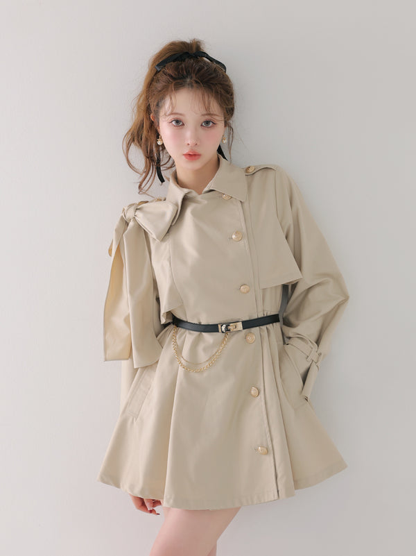 Classic ribbon mini trench coat(eme10796)