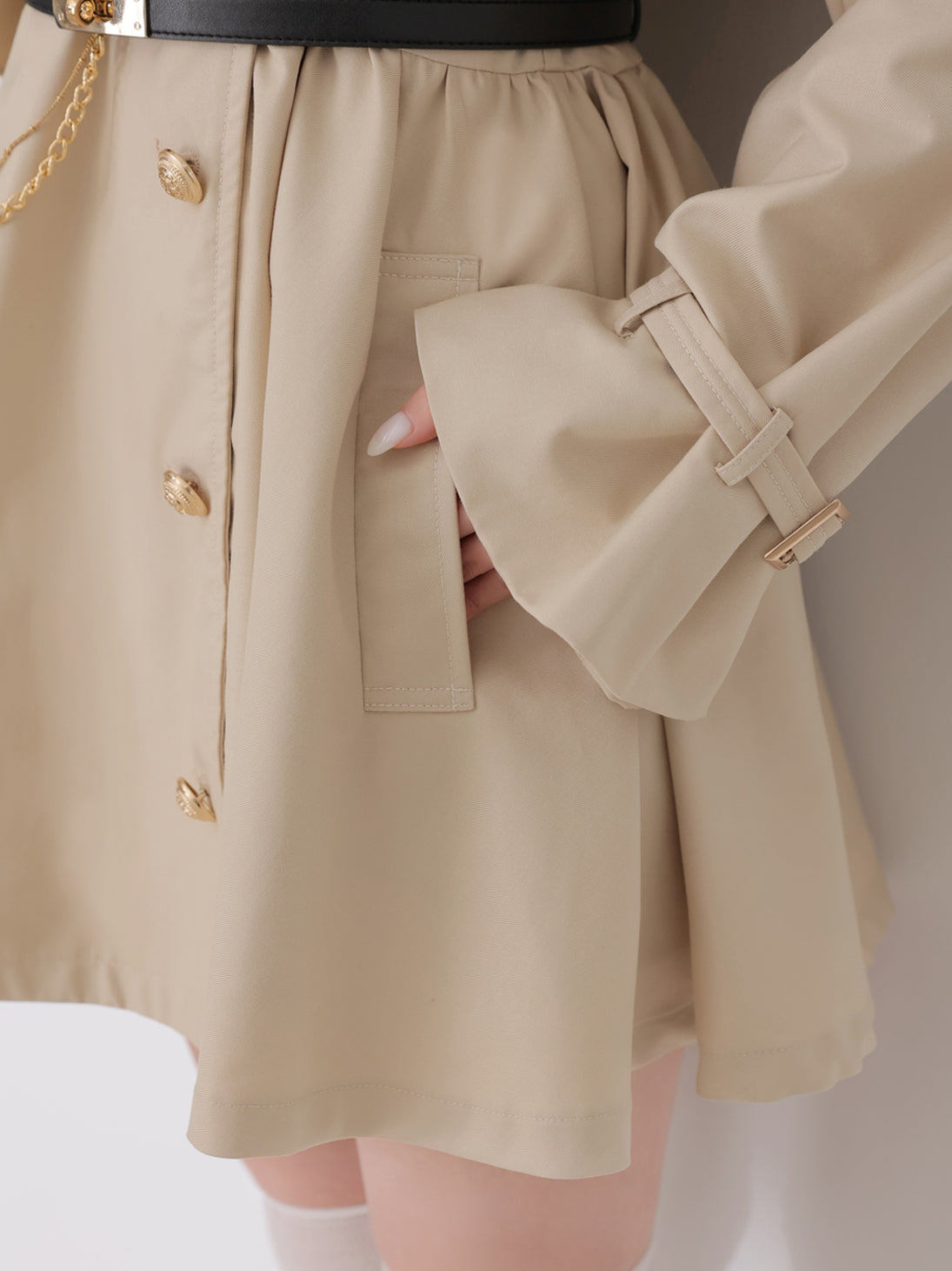 【Pre Order】Classic ribbon mini trench coat(eme10796)