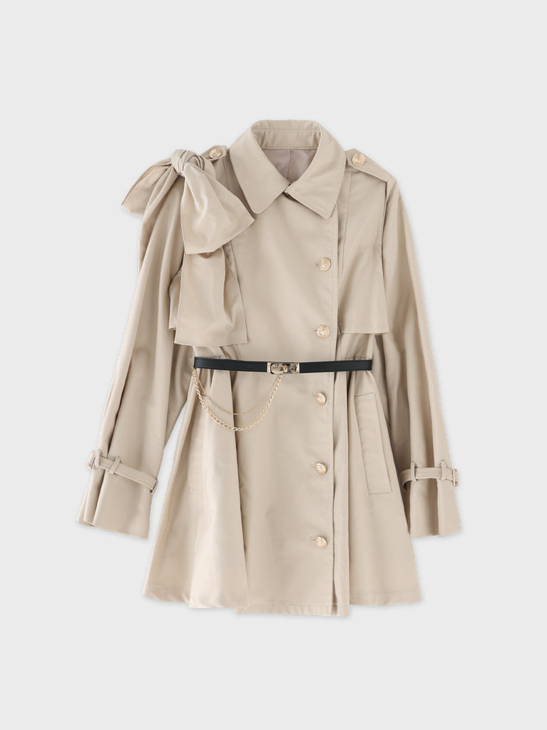 【Pre Order】Classic ribbon mini trench coat(eme10796)