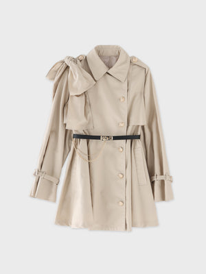【Pre Order】Classic ribbon mini trench coat(eme10796)