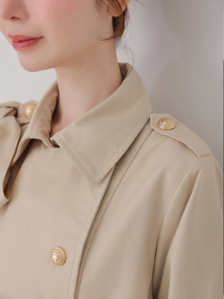 【Pre Order】Classic ribbon mini trench coat(eme10796)