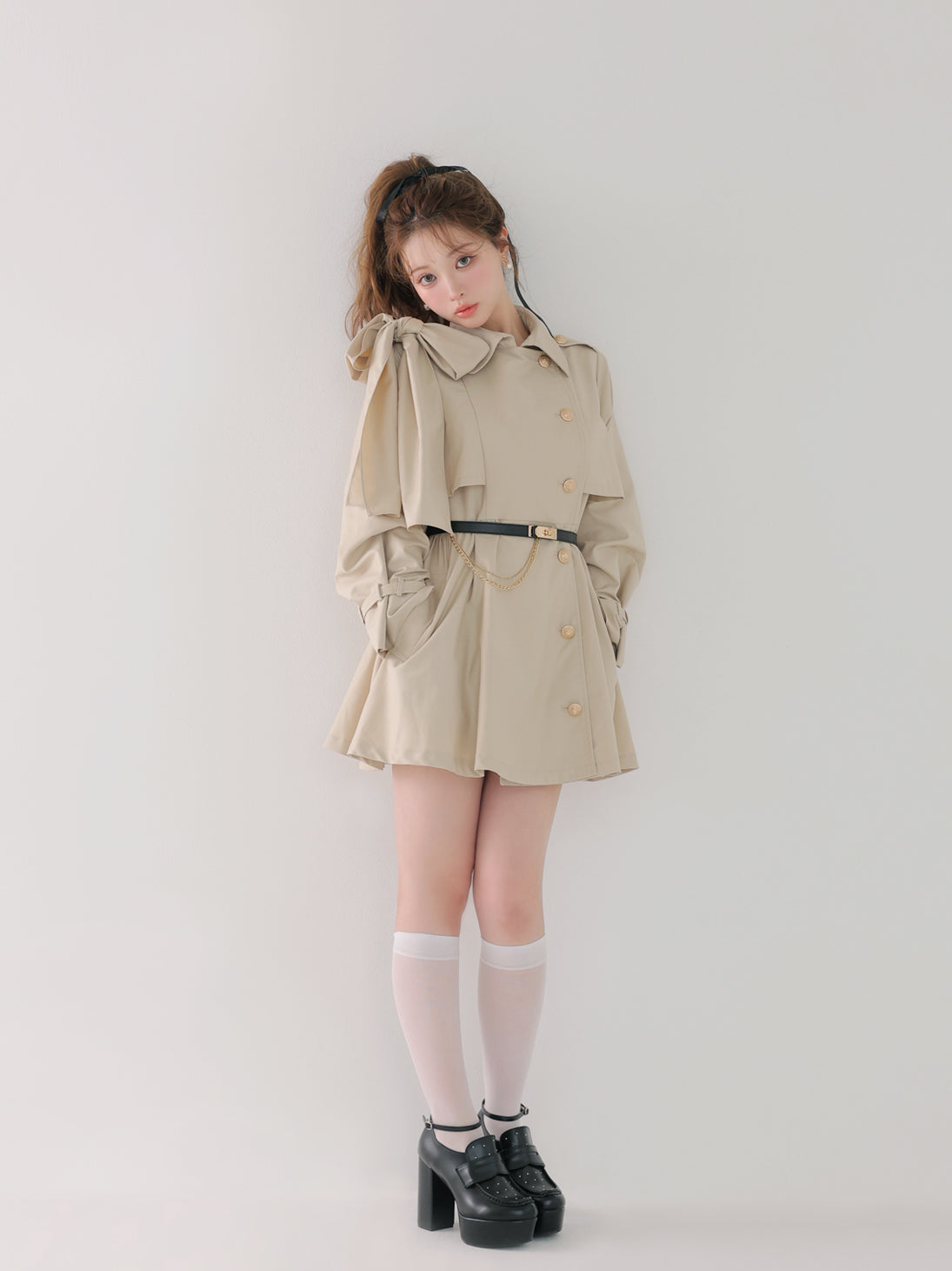 model：160cm　(size：F　color：Beige)