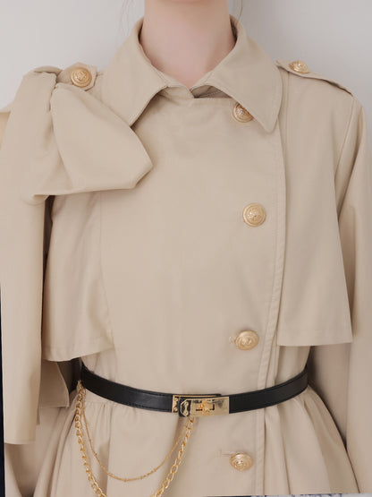 【Pre Order】Classic ribbon mini trench coat(eme10796)