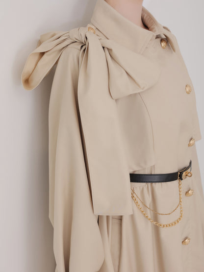 【Pre Order】Classic ribbon mini trench coat(eme10796)