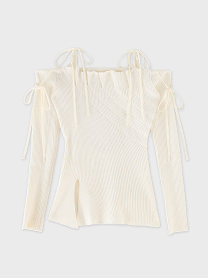 Bust tuck feminine knit tops(eme10797)