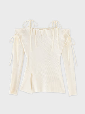 Bust tuck feminine knit tops(eme10797)