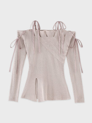 Bust tuck feminine knit tops(eme10797)