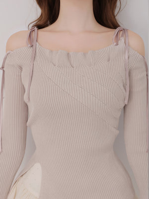 Bust tuck feminine knit tops(eme10797)