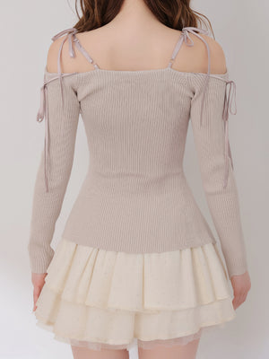 Bust tuck feminine knit tops(eme10797)