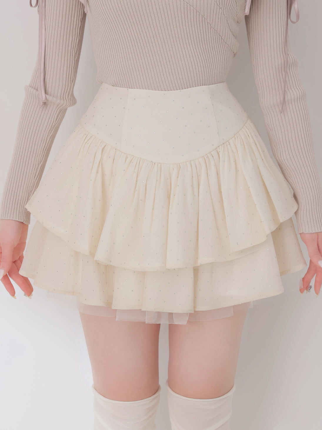 Plume chiffon tiered mini skirt(eme10798) – M me eme