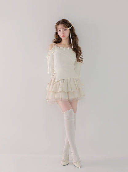 Bust tuck feminine knit tops(eme10797)