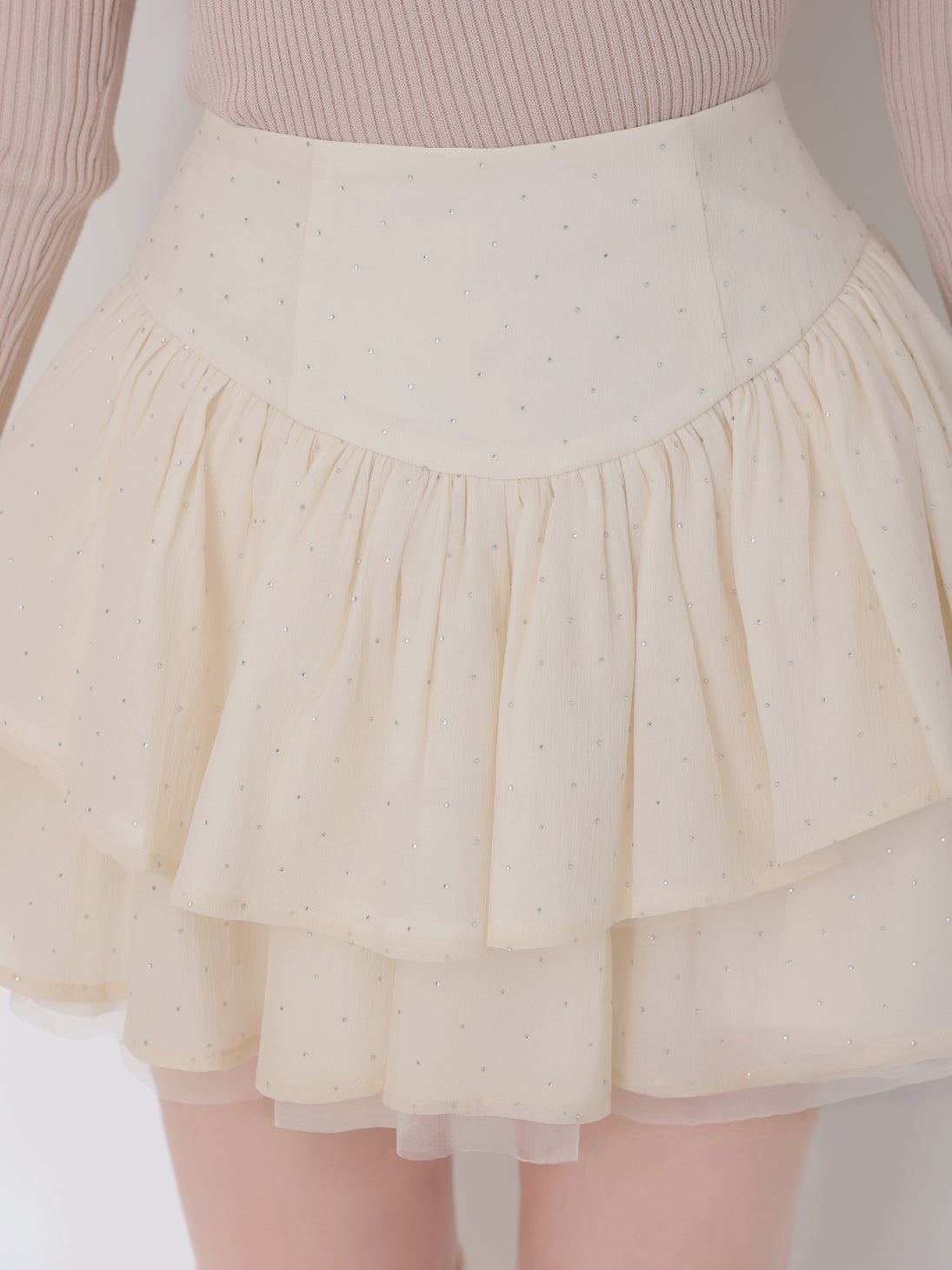 【Pre Order】Plume chiffon tiered mini skirt(eme10798)