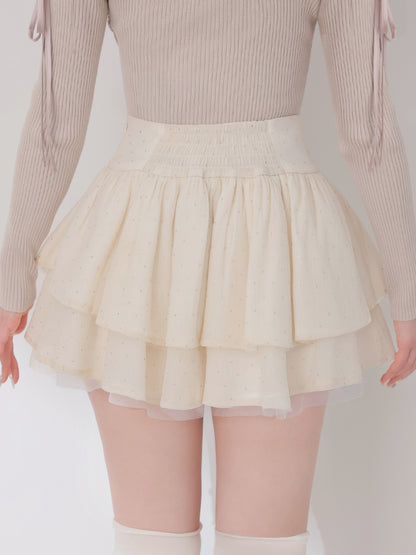 【Pre Order】Plume chiffon tiered mini skirt(eme10798)