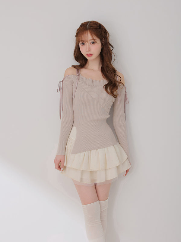 Bust tuck feminine knit tops(eme10797)