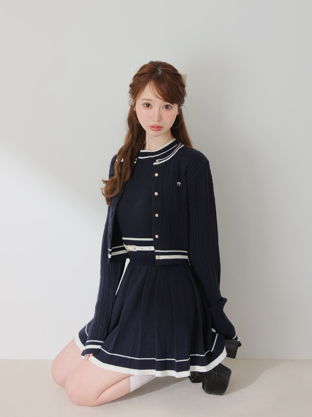model：162cm　(size：F　color：Navy