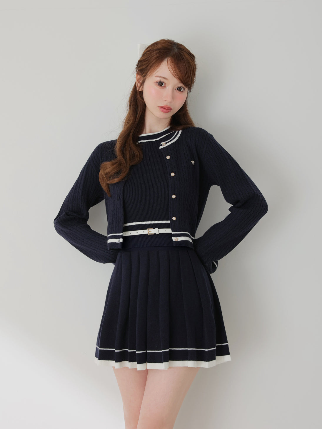 model：162cm　(size：F　color：Navy