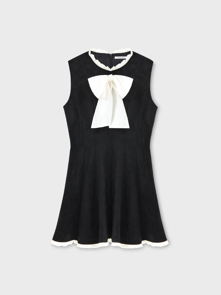 Ribbon suede flare onepiece(eme10804)