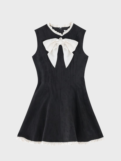 Ribbon suede flare onepiece(eme10804)