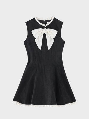 Ribbon suede flare onepiece(eme10804)