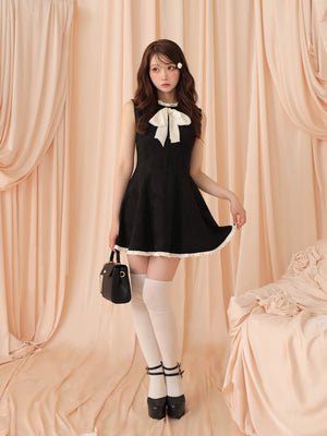 Ribbon suede flare onepiece(eme10804)