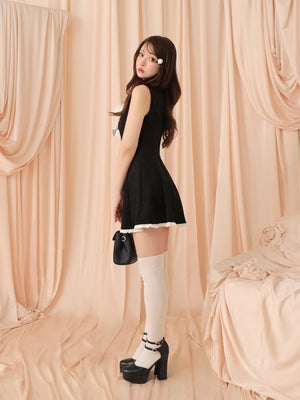 Ribbon suede flare onepiece(eme10804)