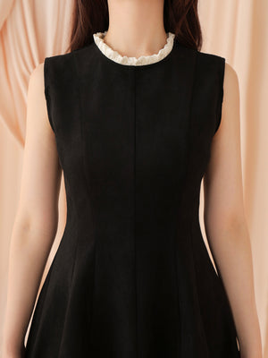 Ribbon suede flare onepiece(eme10804)