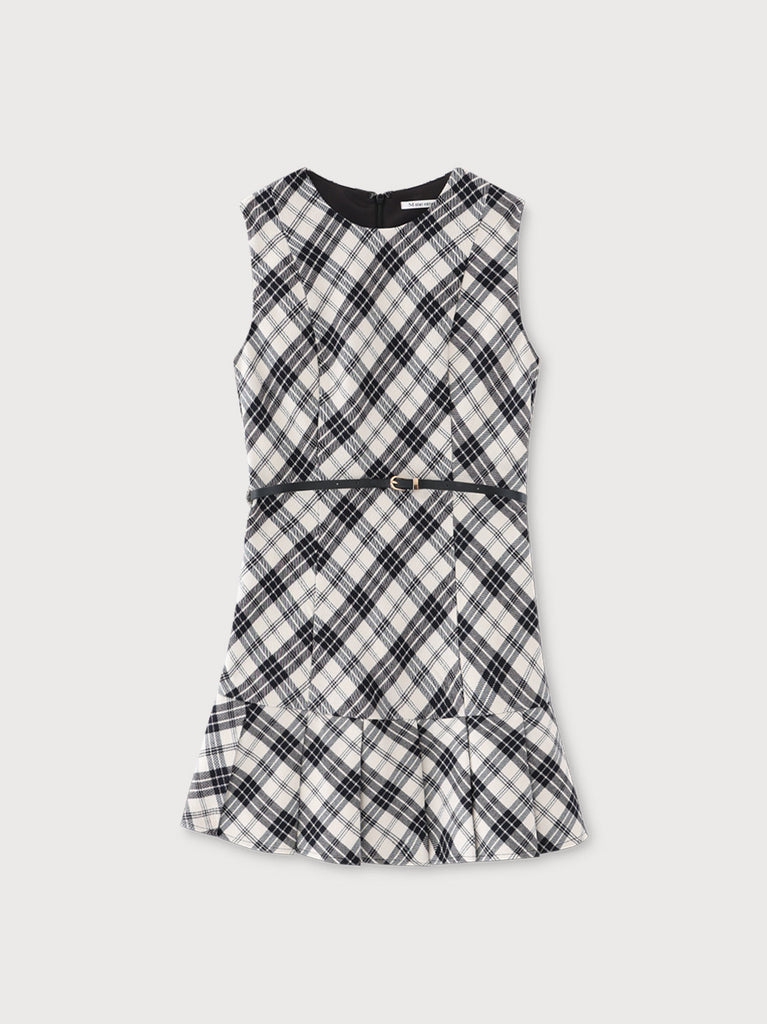 Check pleated mini onepiece(eme10805)