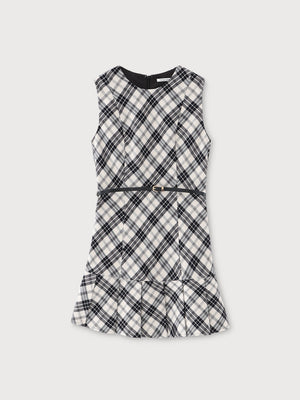 Check pleated mini onepiece(eme10805)