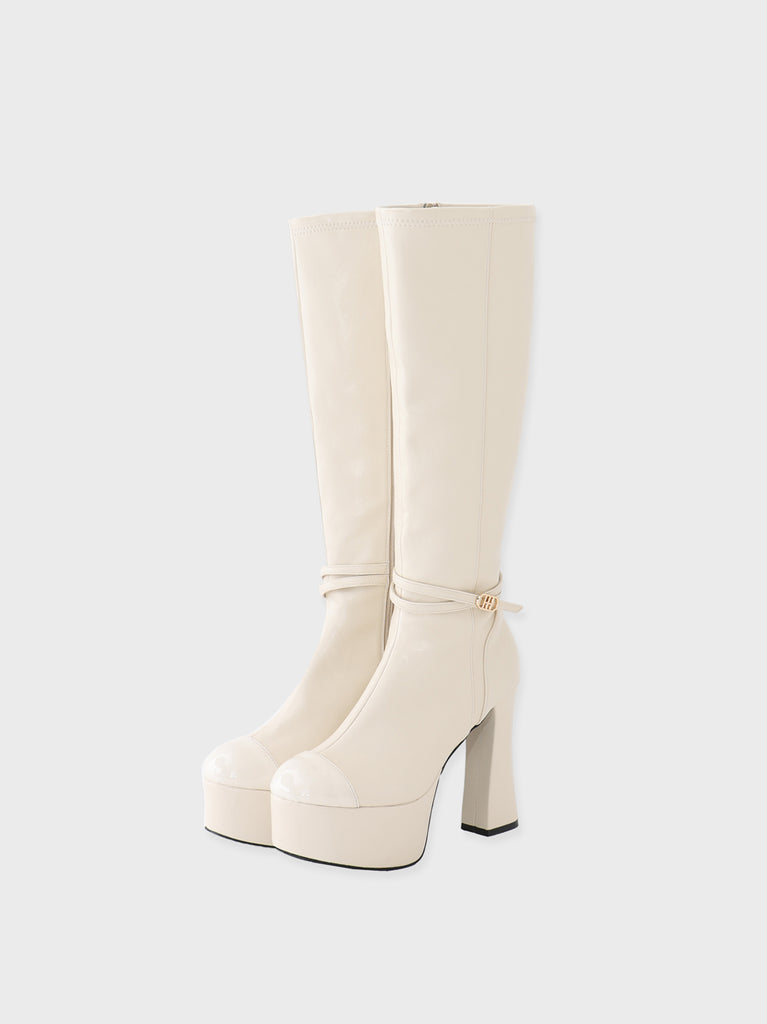 Gloss line platform long boots(eme10806)